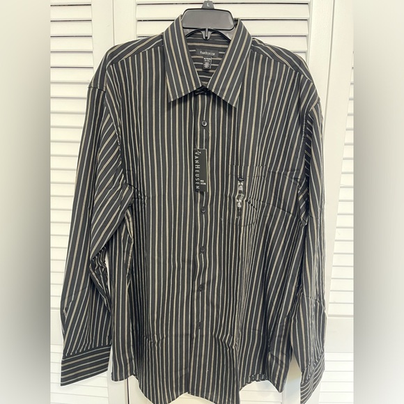 Van Heusen Other - VAN HEUSEN Men’s Dress shirt, black w/stripes, Size XL/TH/XG 17-17 1/2”